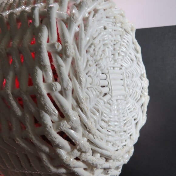 Snowy White Wicker (Strong) Basket w Holly Greenery (removable) - Picture 13 of 15